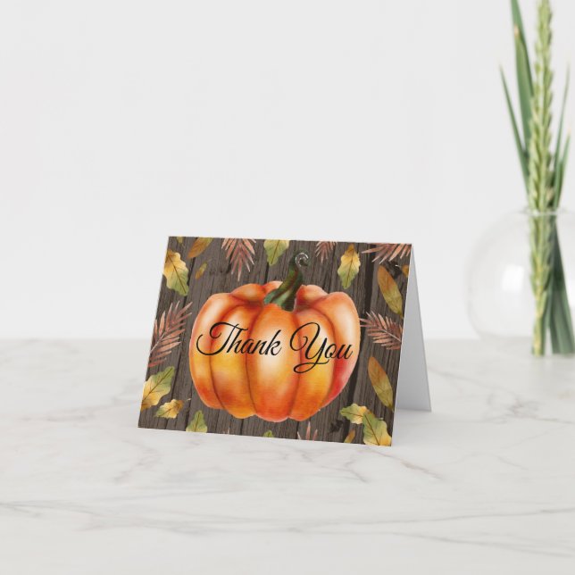 Tarjeta de agradecimiento naranja de calabaza de o (Anverso)