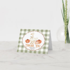 Tarjeta De Agradecimiento Naranja de calabaza Goose Baby Shower Thankyou Car