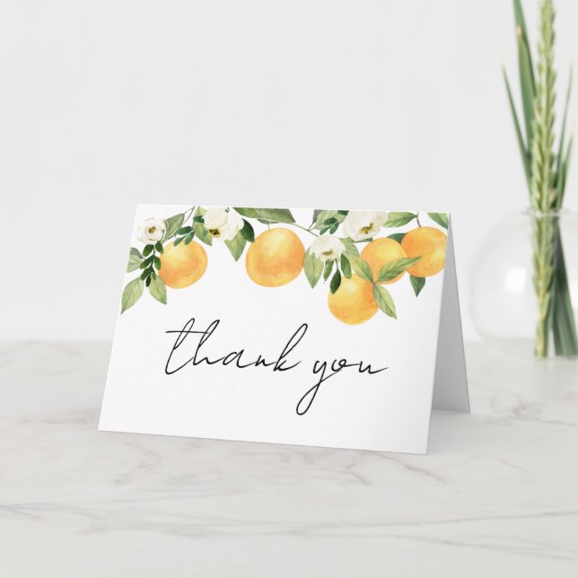 Tarjeta De Agradecimiento Naranja de cítricos botánicos Pequeña Cutie Baby S (Anverso)