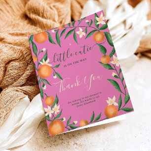 Tarjeta De Agradecimiento Naranja de cítricos botánicos rosado pequeño