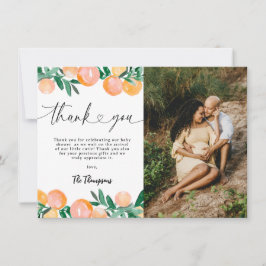 Tarjeta De Agradecimiento Naranja de Citrus Baby Shower Gracias Foto