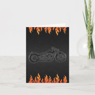 Tarjeta De Agradecimiento Naranja de cuero negro llama a la motocicleta grac