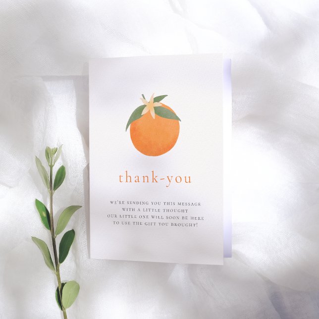 Tarjeta De Agradecimiento Naranja de mano Blossom Spring Baby Shower (Subido por el creador)