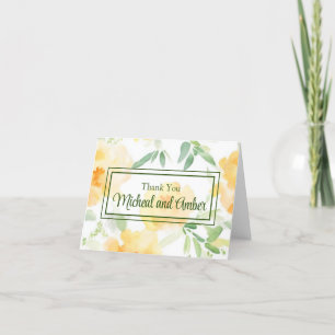 Tarjeta De Agradecimiento Naranja de melocotón amarillo elegante acuarela fl