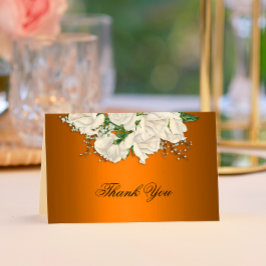 Tarjeta De Agradecimiento Naranja de metal, Boda de Novias Bouquet Gracias