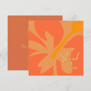 Tarjeta De Agradecimiento Naranja de moda Floral y Beige Textos