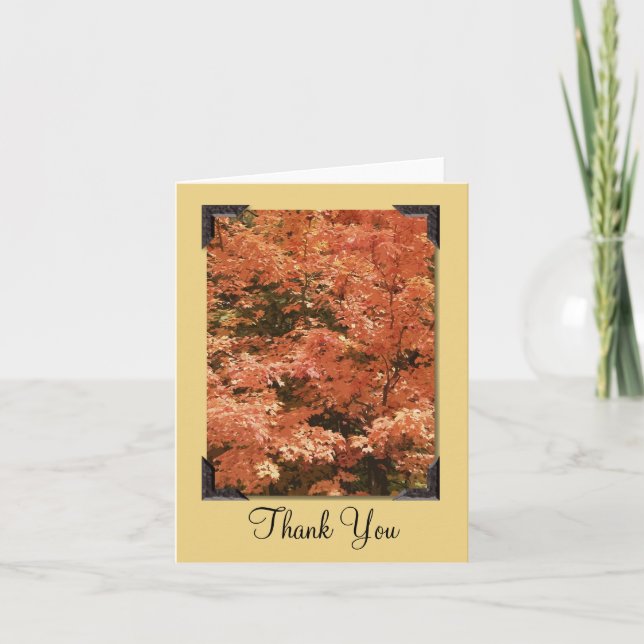 Tarjeta De Agradecimiento Naranja de otoño deja gracias (Anverso)
