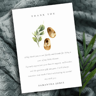 Tarjeta De Agradecimiento Naranja de óxido verde lindo  zapatos Foliage Baby