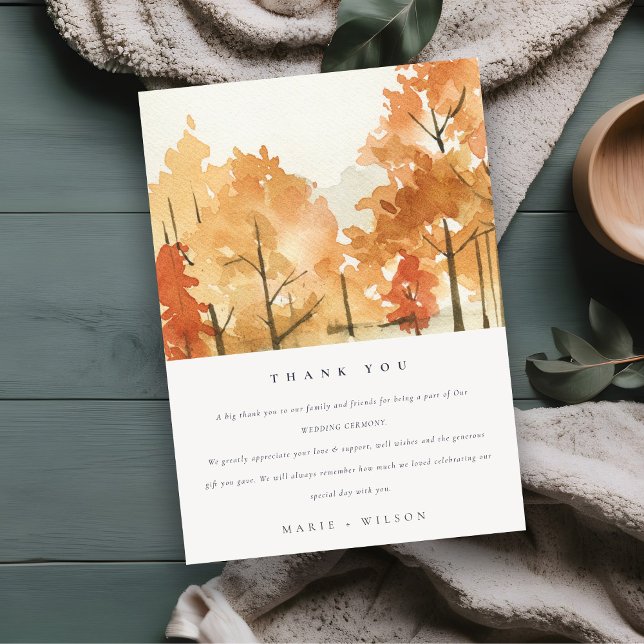 Tarjeta De Agradecimiento Naranja de roya Boda del árbol de otoño amarillo (Subido por el creador)