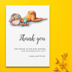 Tarjeta De Agradecimiento Naranja de sueño pequeño Baby Shower neutral
