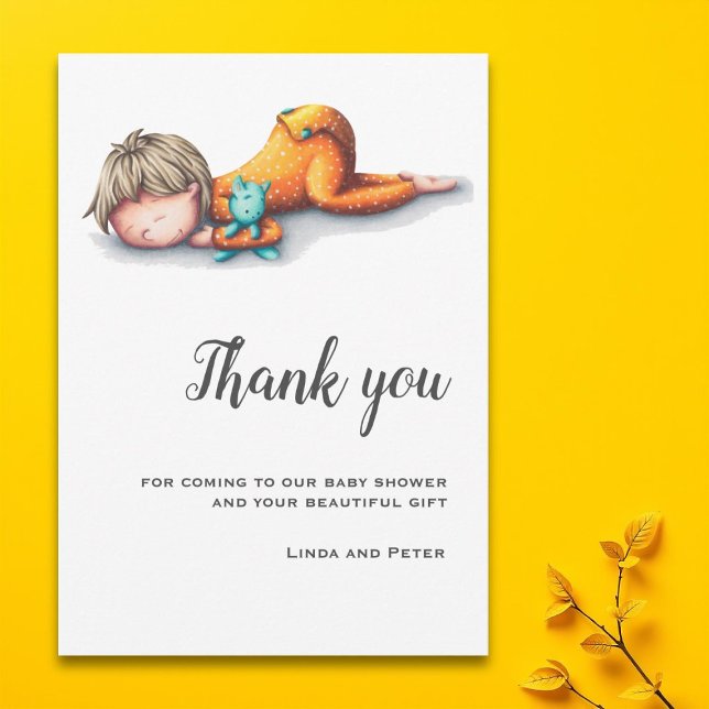 Tarjeta De Agradecimiento Naranja de sueño pequeño Baby Shower neutral (Subido por el creador)
