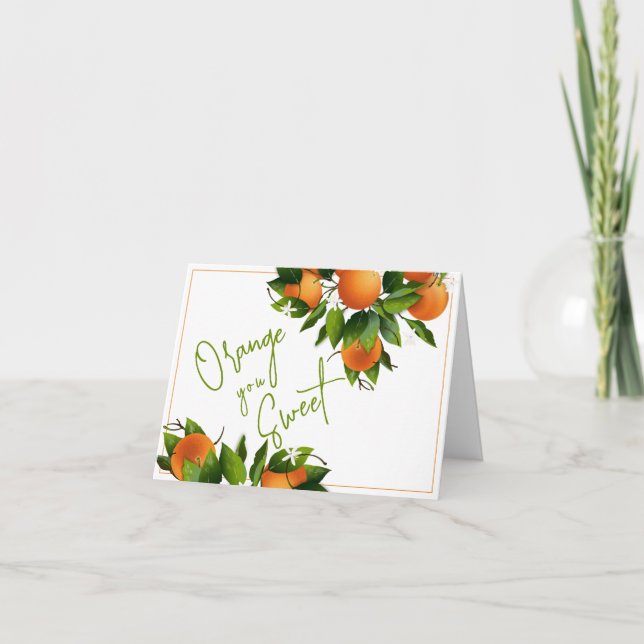 Tarjeta De Agradecimiento Naranja Dulce Gracias (Anverso)