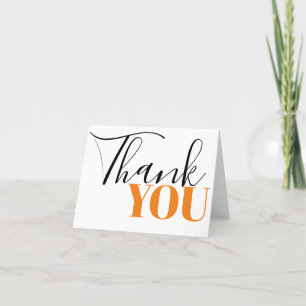 Tarjeta De Agradecimiento Naranja elegante negro