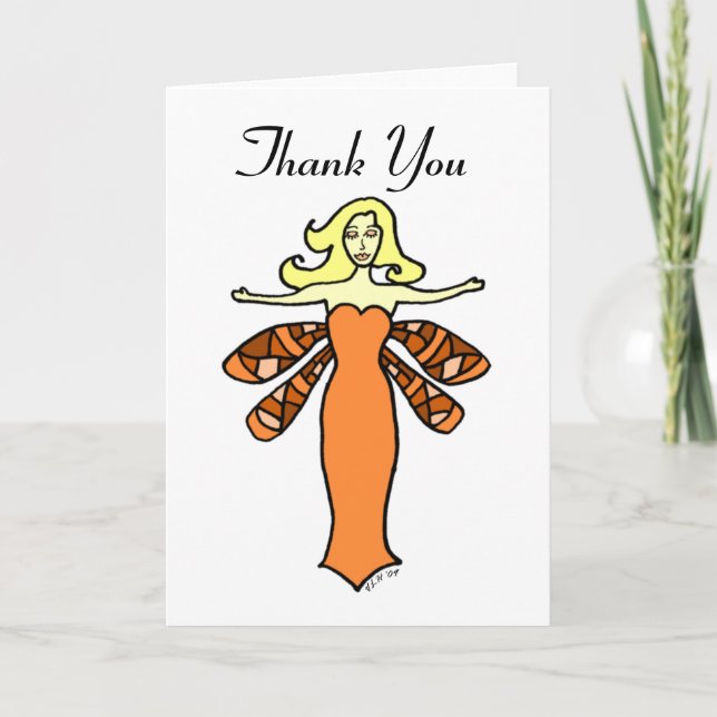 Tarjeta De Agradecimiento Naranja Fairy Gracias (Anverso)