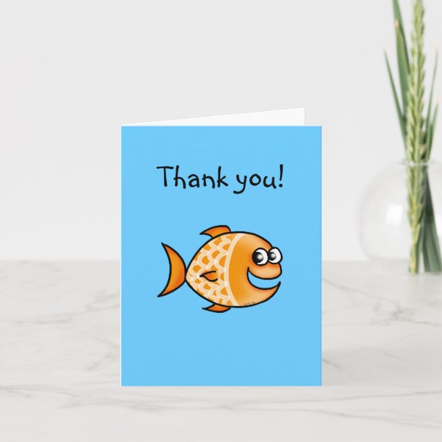 Tarjeta De Agradecimiento Naranja fish gracias (Anverso)