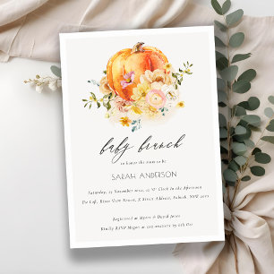 Tarjeta De Agradecimiento Naranja Floral Calabaza Bebé Brunch Ducha Invitaci