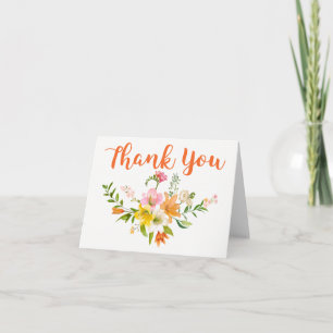 Tarjeta De Agradecimiento Naranja Floral Gracias Flores Lirio Rosa