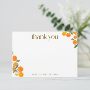 Tarjeta De Agradecimiento Naranja Fruta Cítrica Ducha Nupcial Personalizada