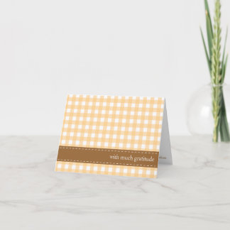 Tarjeta De Agradecimiento Naranja gingham ribbon personalizado foto gracias