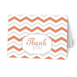 Tarjeta De Agradecimiento Naranja Gris Chevron Moderno Gracias Cartas