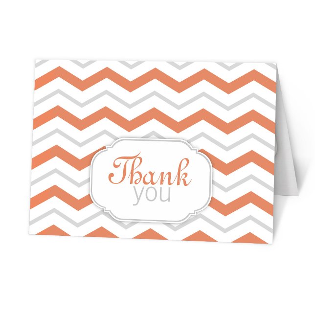 Tarjeta De Agradecimiento Naranja Gris Chevron Moderno Gracias Cartas (Subido por el creador)