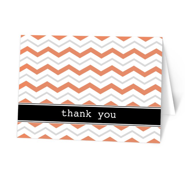 Tarjeta De Agradecimiento Naranja Gris Chevron personalizado Gracias Cartas (Subido por el creador)