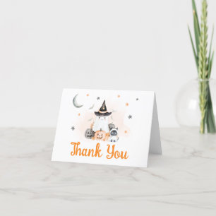 Tarjeta De Agradecimiento Naranja Halloween Little Boo Baby Shower