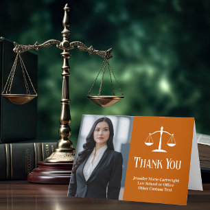 Tarjeta De Agradecimiento Naranja Licenciado en Derecho Personalizado de fot