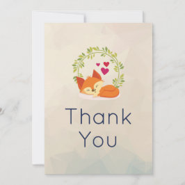Tarjeta De Agradecimiento Naranja lindo Fox con coraje y corazón gracias