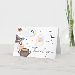 Tarjeta De Agradecimiento Naranja Little Boo Halloween Baby Shower