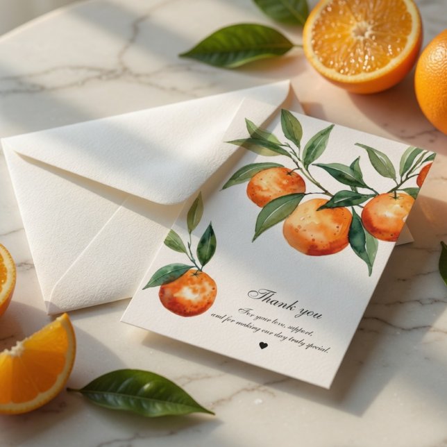Tarjeta De Agradecimiento Naranja Mediterránea Boda Cítrica (Subido por el creador)