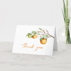 Tarjeta De Agradecimiento Naranja minimalista Citrus Baby Shower