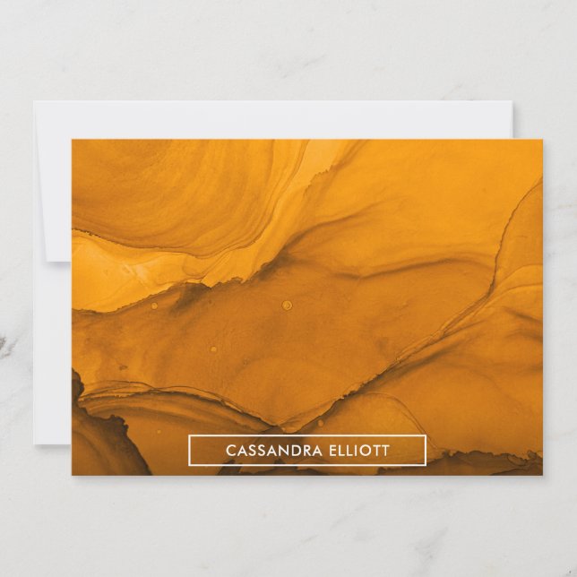 Tarjeta De Agradecimiento Naranja negrita Tinta Alcohólica Líquido Resumen A (Anverso)