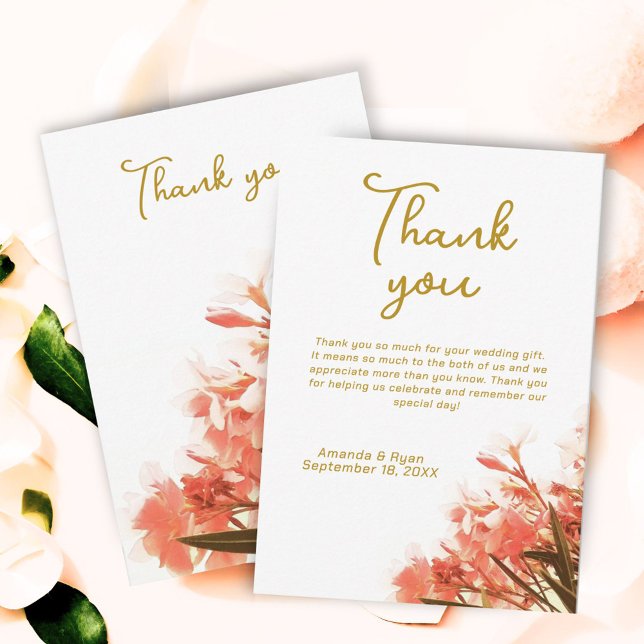 Tarjeta De Agradecimiento Naranja Oleander Flowers Boda de escritura floral (Subido por el creador)