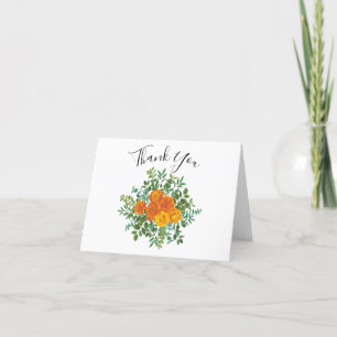 Tarjeta De Agradecimiento Naranja Peony y Rosa Floral Gracias Cartas