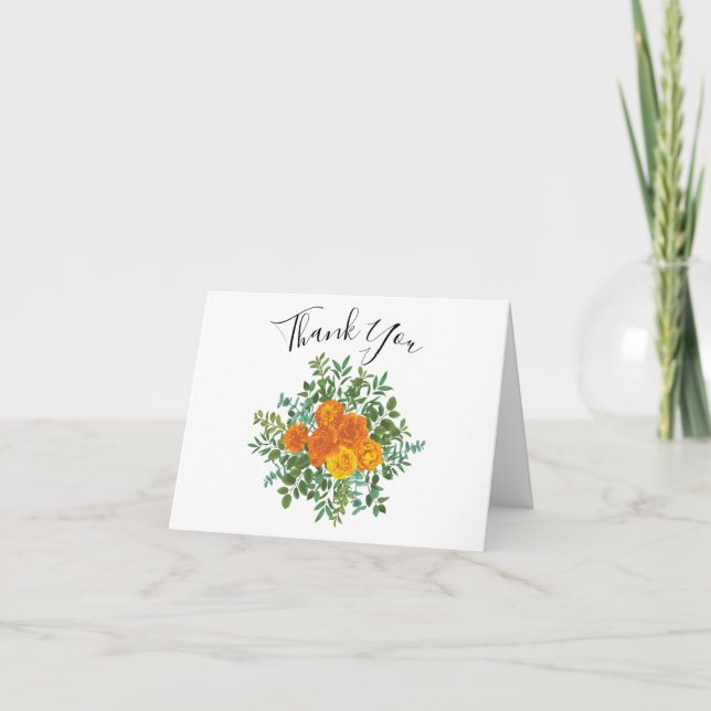 Tarjeta De Agradecimiento Naranja Peony y Rosa Floral Gracias Cartas (Anverso)