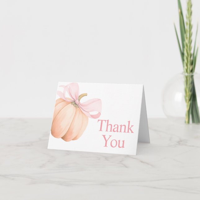 Tarjeta De Agradecimiento Naranja Pequeña Calabaza Baby Shower (Anverso)