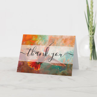 Tarjeta De Agradecimiento Naranja Personalizado Vibrante Colibrí Gracias