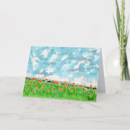 Tarjeta De Agradecimiento Naranja Poppies