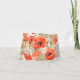 Tarjeta De Agradecimiento Naranja Poppy Meadow