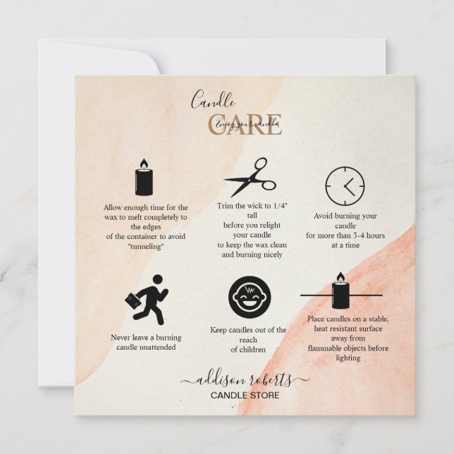 Tarjeta De Agradecimiento Naranja profesional de moda Terracotta Candle Care (Anverso)