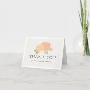 Tarjeta De Agradecimiento Naranja Pumpkins Beige Baby Shower
