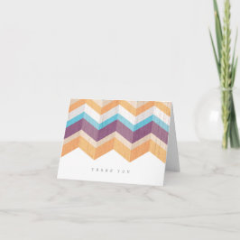 Tarjeta De Agradecimiento Naranja Púrpura y Azul Chevron Gracias