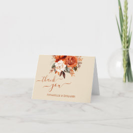 Tarjeta De Agradecimiento Naranja quemado y gabinete de detalles de la flor 