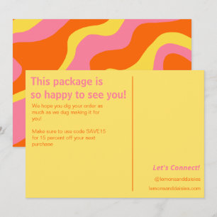 Tarjeta De Agradecimiento Naranja Retro Amarillo Pink Pequeña Empresa Que