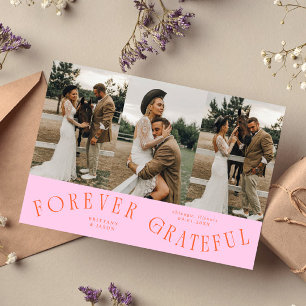 Tarjeta De Agradecimiento Naranja Rosa Bodas Multi Foto Para Siempre Agradec