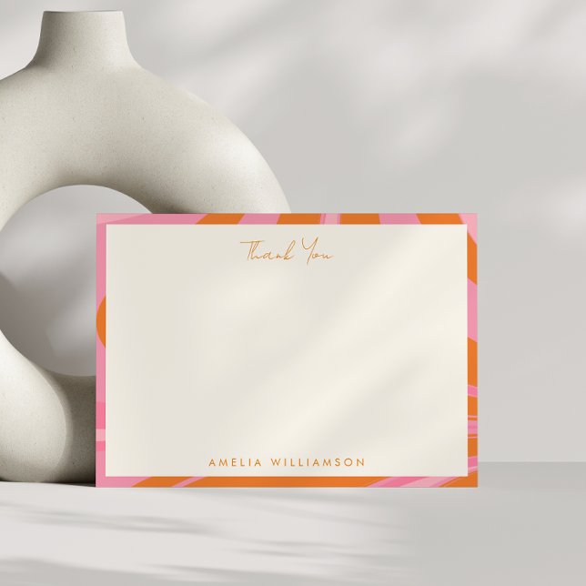 Tarjeta De Agradecimiento Naranja Rosa Boho Abstract Marble Personalizado No (Subido por el creador)