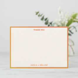 Tarjeta De Agradecimiento Naranja Rosa Gradiente Vibrante y Audaz Boda Perso