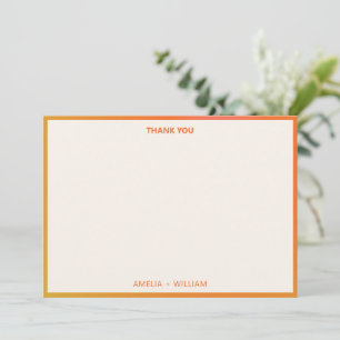 Tarjeta De Agradecimiento Naranja Rosa Gradiente Vibrante y Audaz Boda Perso