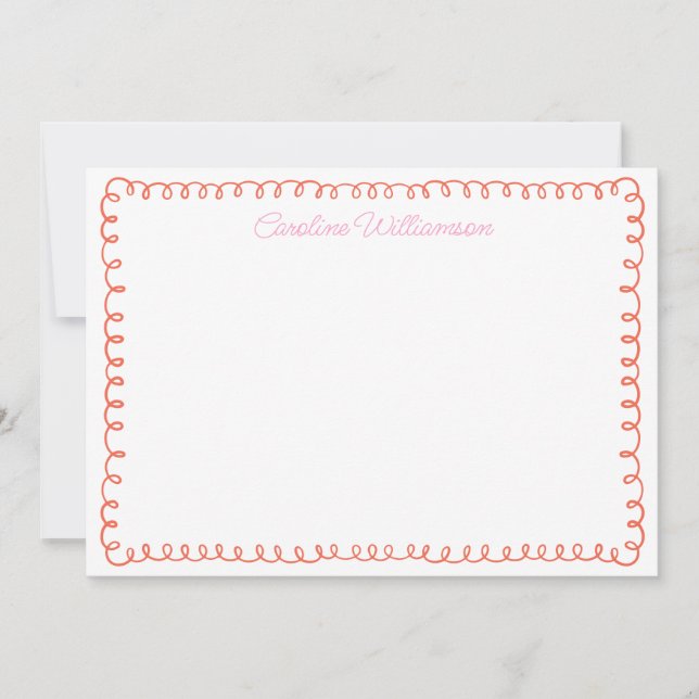 Tarjeta De Agradecimiento Naranja rosado personalizado silenciar  de borde (Anverso)